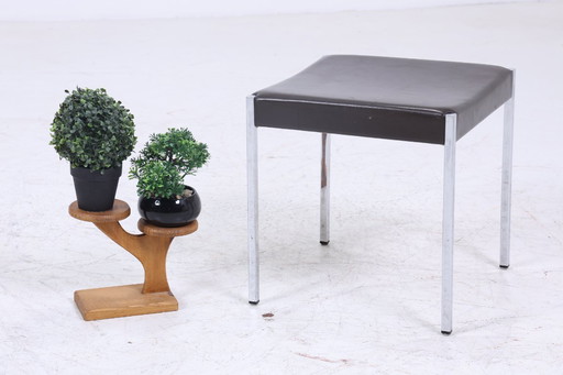 Vintage leather stool | Mid - Century stool chrome | retro chair 60s 70s #07-37
