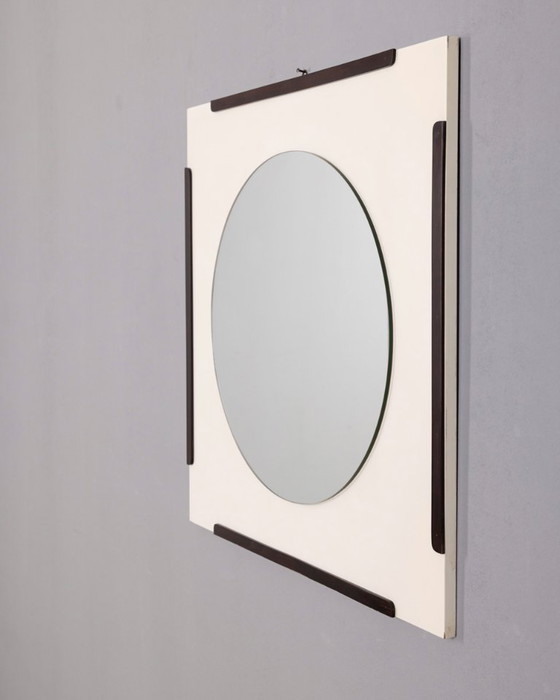 Image 1 of Vintage houten wandspiegel van de Sbrilli Fratelli, jaren 70.