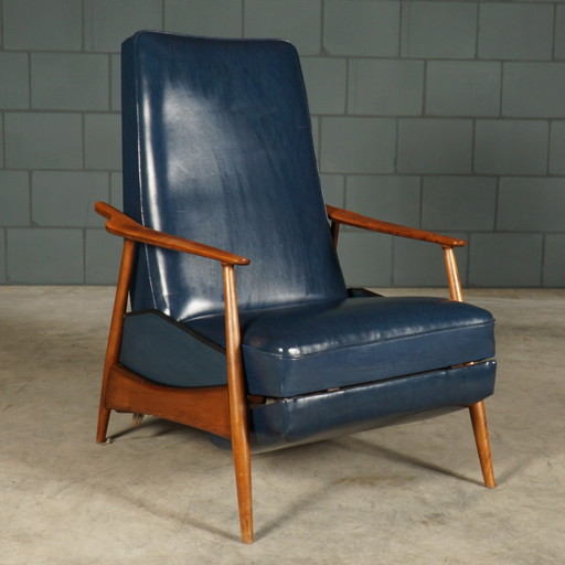 Fauteuil de repos vintage en cuir avec inclinaison - années 1960