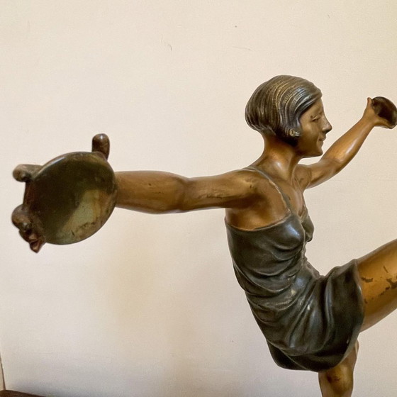 Leonildo Giannoni, Art Deco Nude Dancer with Discs, 1930s, Polychrome Bronze – Sculpture, Marble (photo 2 of 11)