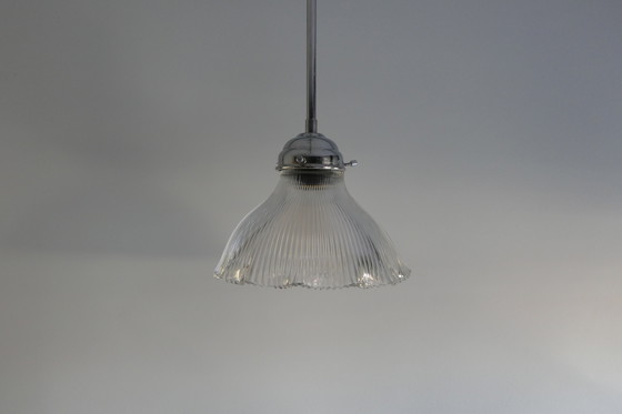 Image 1 of Lampes pendantes en plexiglas transparent strié Holophane