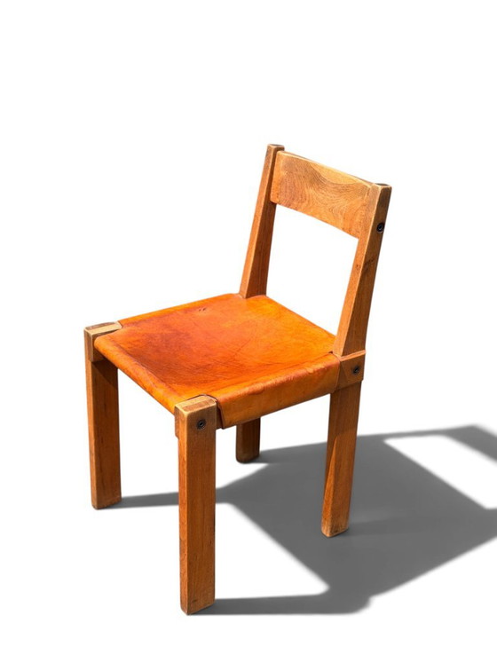 Authentic Pierre Chapo S24 Brutalist Chair - Solid Elm & Leather – Dining chairs (photo 7 of 16)