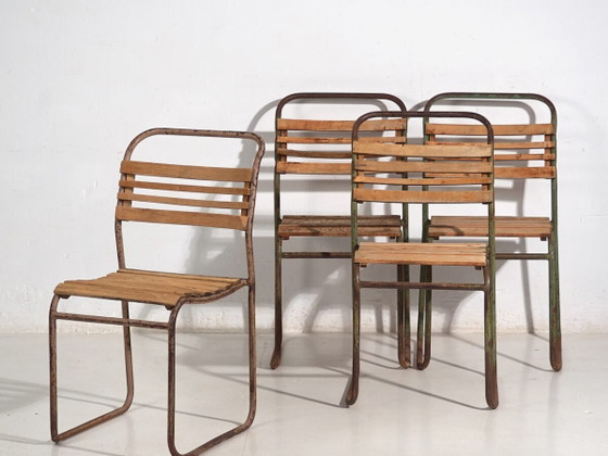 Antike Gartenstühle (ca. 1920). 4er-Set #1 – Wood, Iron (photo 2 of 40)
