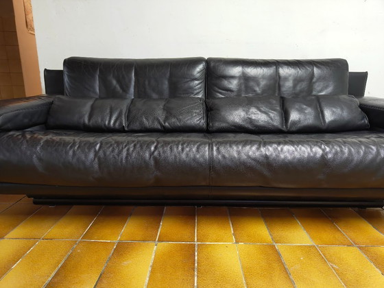 Image 1 of Rolf Benz 6500 driezitter zwart leer