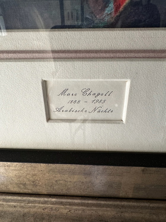 Marc Chagall, "Arabian Nights" in exclusive, hand-painted unique frame, Lithographs & prints, Paper, Wood (photo 3 of 5)