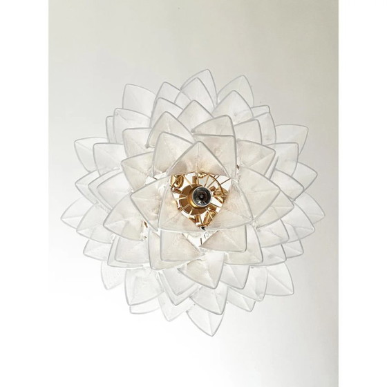 Image 1 of Venetian Transparent “Rondini” Murano Glass Gold Chandelier