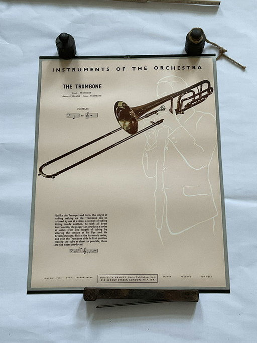 Poster d'epoca Boosey &amp; Hawkes - Strumenti d'orchestra - Il trombone