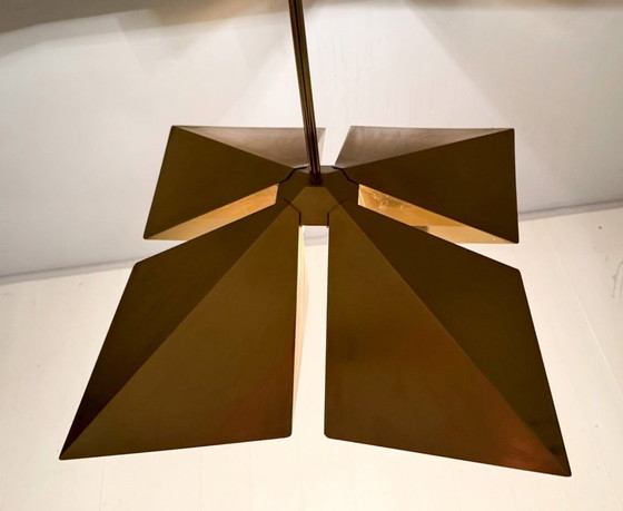 Image 1 of Lampada a sospensione/soffitto in ottone di Vereinigte Werkstätten, Germania, anni '70