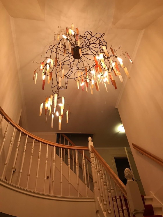 Image 1 of Atelier Wim Mulder – lampadario scultoreo in rame e vetro cattedrale