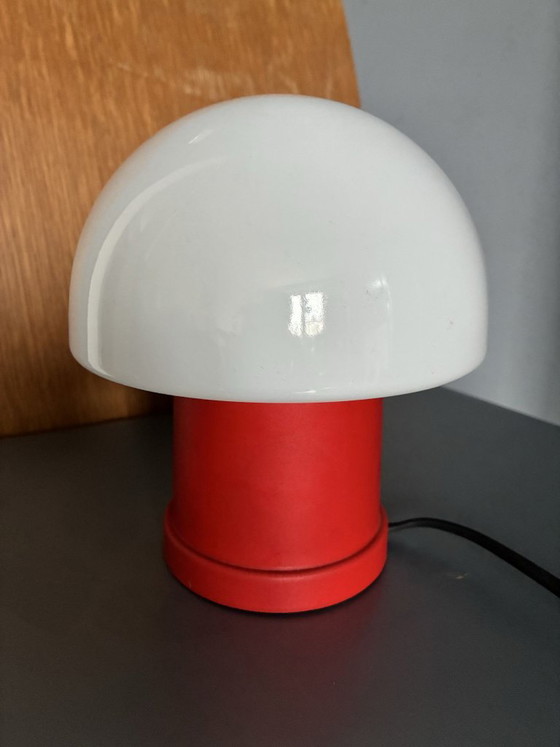 Lampada da tavolo Massive a fungo, Belgio, anni '70, Space Age, Lampade da tavolo, Plastica, Vetro, Rosso, 1970 (foto 2 di 8)