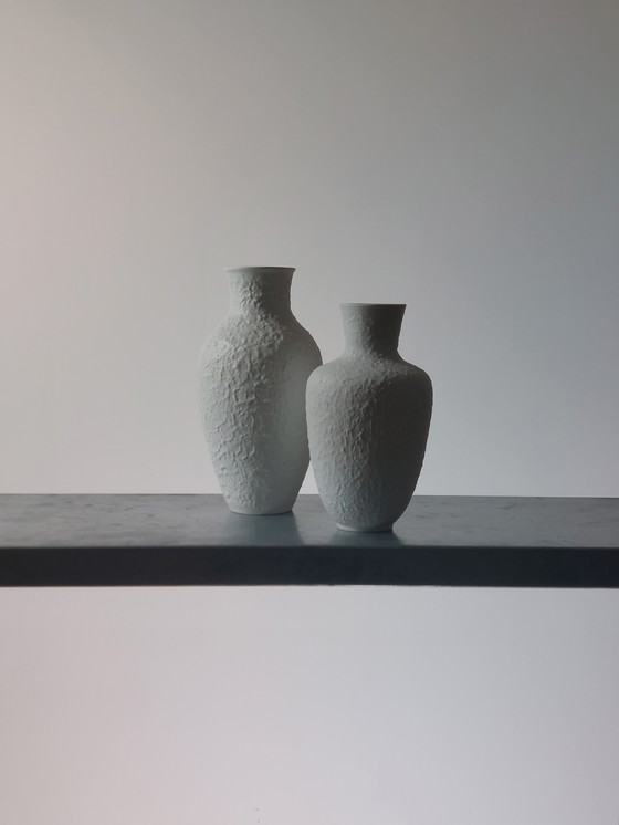 Image 1 of Pair of vintage Metzler Ortloff bisque vase 