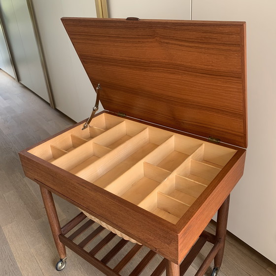 Image 1 of Chariot de couture design danois par Ejvind Johannson pour Vitré