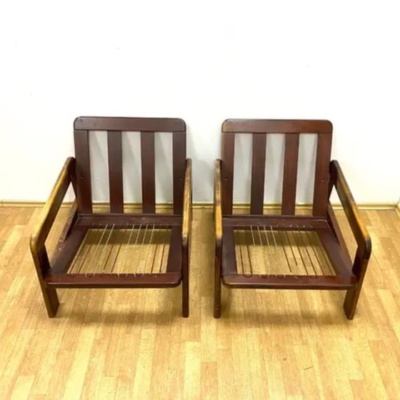 Image 1 of Fauteuils rétro, structure en bois, années 1970, Europe centrale