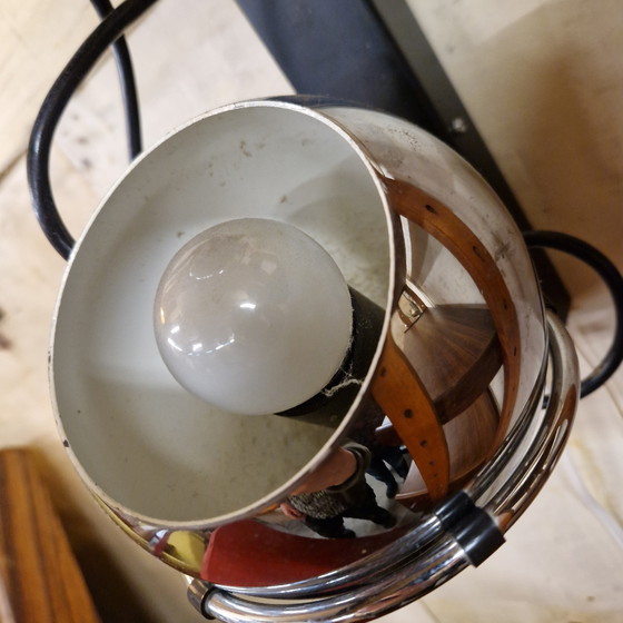Image 1 of Lampada da parete vintage con lampadine Rake, lampada da parete cromata anni '60