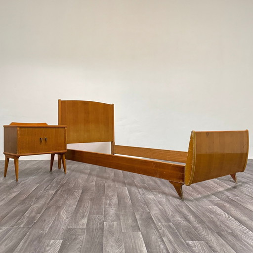 Gio Ponti Attr. Letto Singolo e Comodino Mid-Century Anni 40 Design Modernariato