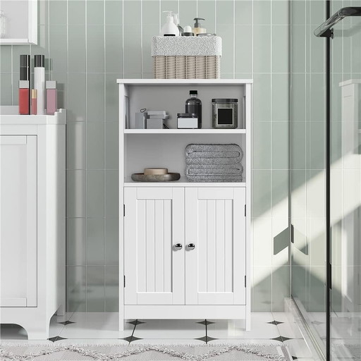 Yaheetech Meuble de Salle de Bain, Meuble de Rangement, 2 Étagères, Armoire Planche Réglable en Hauteur, Salon, Keuken, Couloir