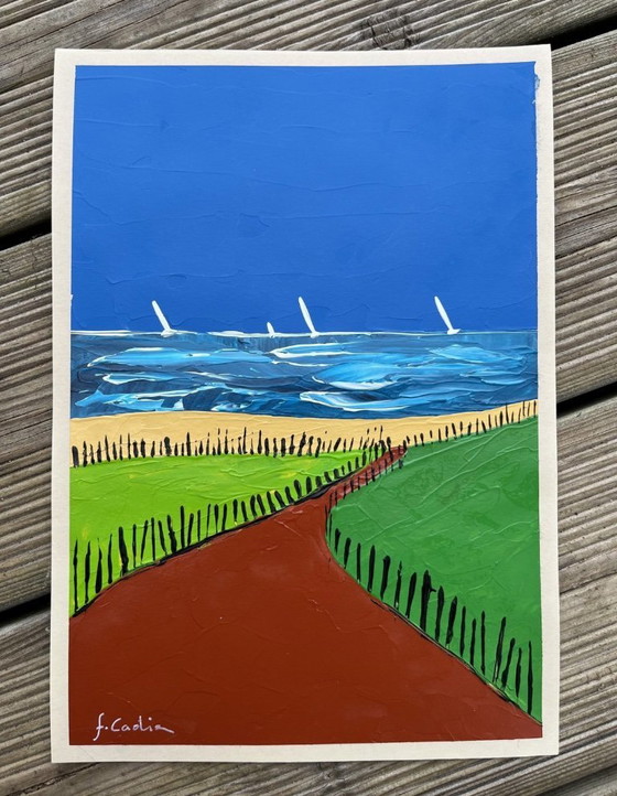 Image 1 of Acrylique au couteau sur papier naturel.  Format 30x21 cm