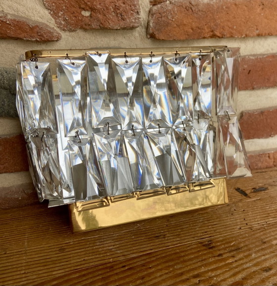Image 1 of Vintage kristallen prisma wandlamp in Palwa-stijl, jaren 70.