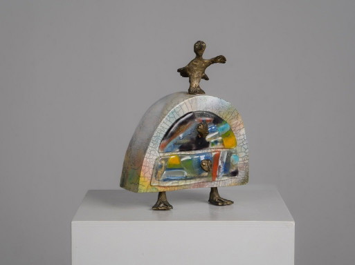 Handgemaakte, sculpturale keramische sieradendoos, Europa, jaren 1980 – glaskunst, Glass, Ceramic (photo 2 of 11)