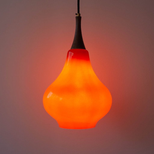 Jaren '60 Oranje Glazen Hanglamp