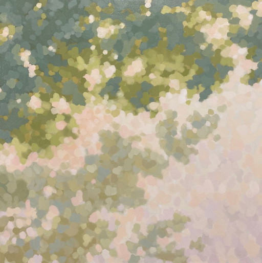 Zonlicht door groen gebladerte, reproductie op canvas, 80x80 cm, Sandra Kolondam