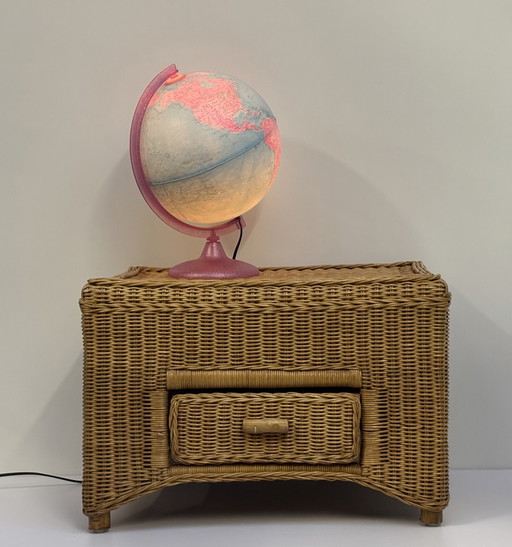 Table basse vintage en rotin avec tiroir table de chevet / table d'appoint