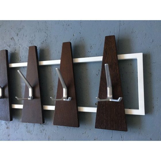 Image 1 of Vintage wenge and alloy wall coat rack, 1950