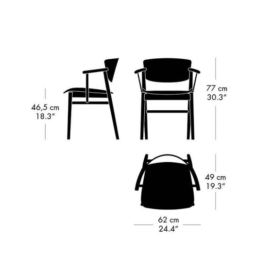 Image 1 of 6x Sillas Frits Hansen N01 negras - Arne Jacobsen