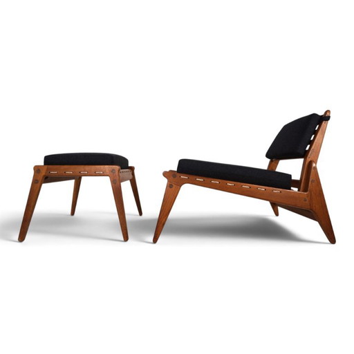 Hunting Chair with Ottoman Lounger by Heinz Heger for PGH Annaberg, 1960