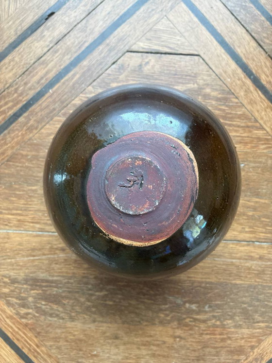 Black Glazed Ceramic Sphere, Studio Pottery, Unique Piece – Crockery (photo 3 of 3)