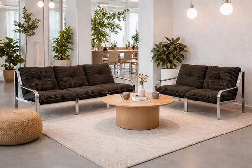 Mid-century chromen bank - drie zitplaatsen