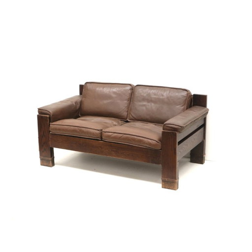 Vintage mid-century modern leather design sofa 757 by Harry de Groot for Leolux, 1970s