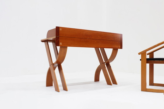 Image 1 of Italienischer Holzschreibtisch und Stuhl 1970er Jahre