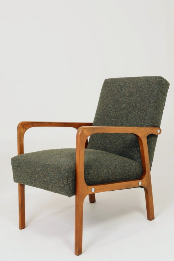 Image 1 of Vintage fauteuil in mid-century modern design, avocadogroene granola, 1960