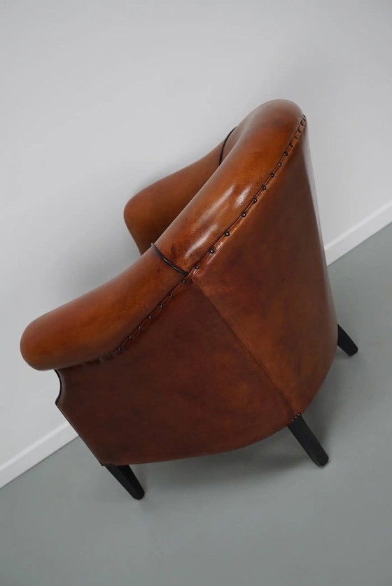 Image 1 of Vintage Nederlandse cognackleurige leren clubfauteuil