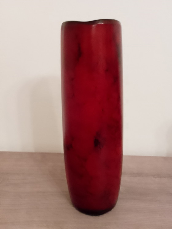 Image 1 of Rare rolled vase attributed to Montjoye Legras, enamel jewel with a wavy neck