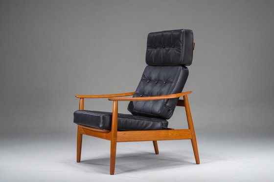 Image 1 of  Mid Century Modern FD 164 fauteuil in teak en zwart leer van Arne Vodder voor Cado, Denemarken, 1960