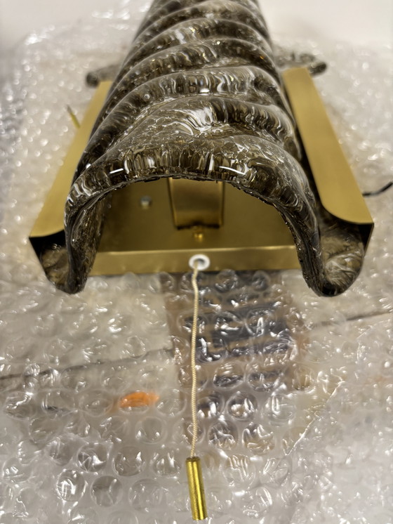 Image 1 of ¡Nuevo en caja! Juego de 2 lámparas de pared Kaiser Leuchten (modelo 11-1560-2111), cristal de Murano texturizado.