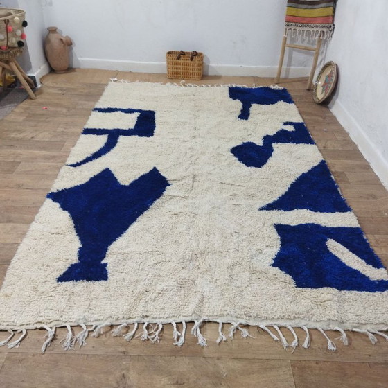 Image 1 of Abstract Blue Moroccan Rug – Abstract Blue Berber Carpet | 300 × 200 cm