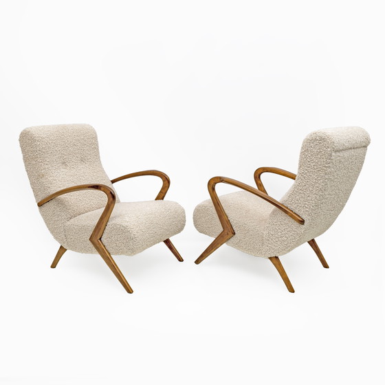 Image 1 of Attribute to Paolo Buffa Mid-Century Modern Italian Bouclé Armchairs, Pair
