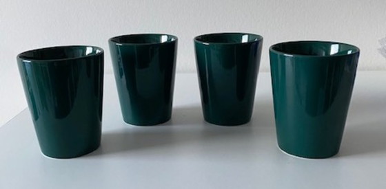 Image 1 of Arabia Finland Kaj Frack Kilta 4 groene bekers (zeldzaam)
