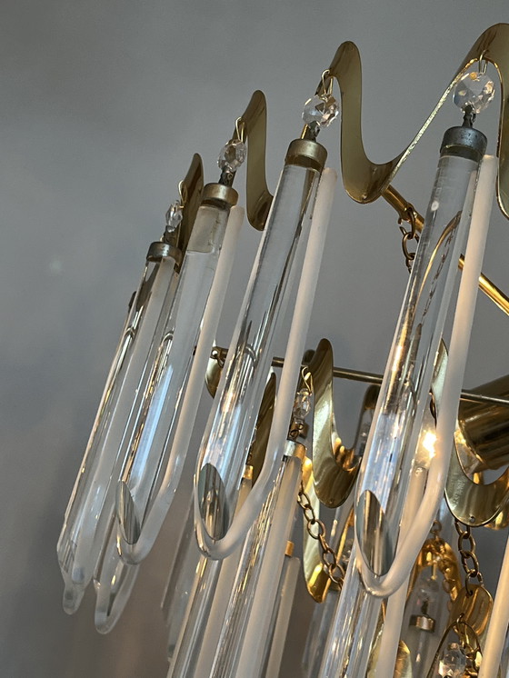 Image 1 of Lampadario di cristallo vintage di lusso in stile Art Déco anni '80