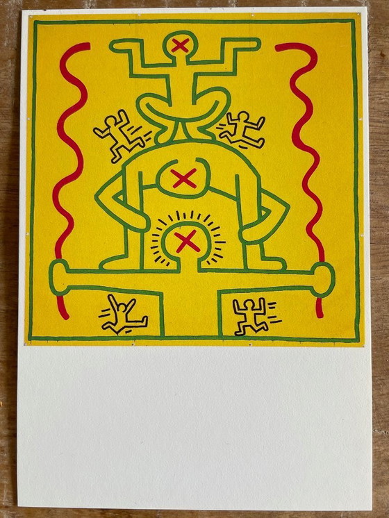 Image 1 of Keith Haring (1958-1990), Courtnesy George Mulder, Nueva York, conjunto de 4 postales litografías offset, impresas en 