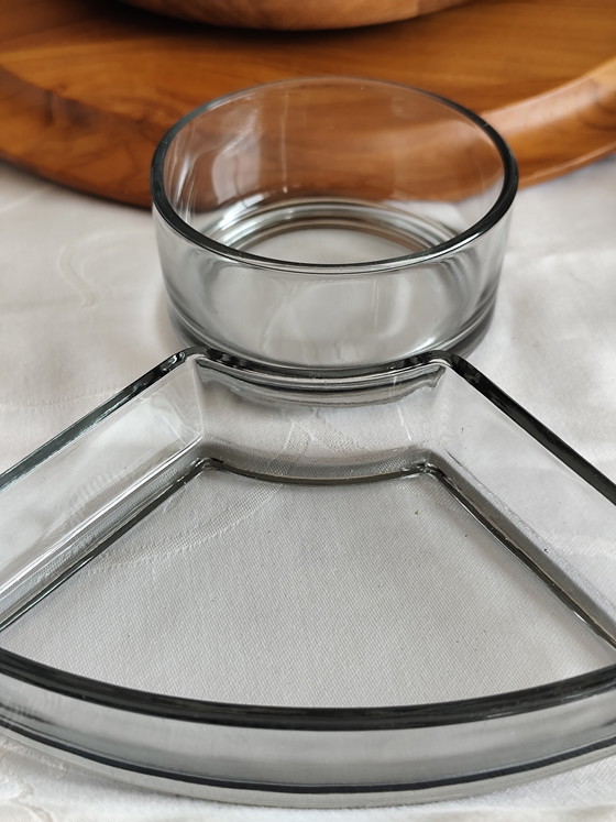 Image 1 of Piatto girevole originale Digsmed Denmark Lazy Susan – Piatto girevole in teak e vetro di metà secolo