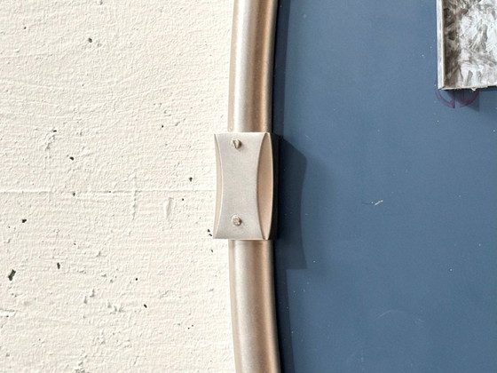 Image 1 of Oval retro wall mirror with aluminum frame, 1970s