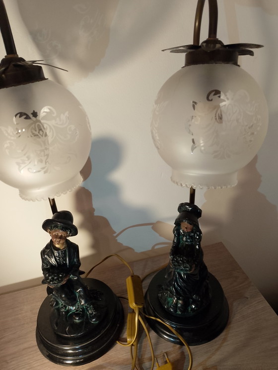 Image 1 of Coppia di lampade in porcellana effetto bronzo, Punto & Sons, Portogallo