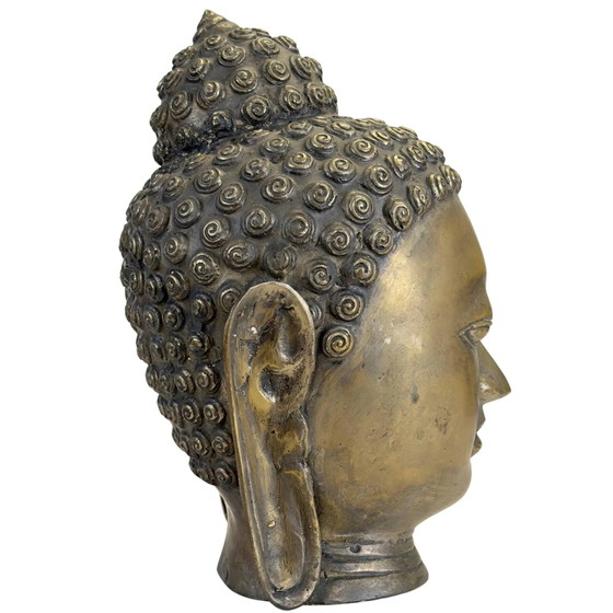 Bronze Buddha Head in Shan Style – Hand-cast Sculpture 31 cm (photo 3 of 11)