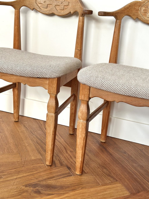 Vintage stoelen set 4 eiken Henning Kjærnulf E.G. Møbler