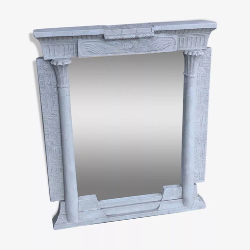 Specchio da parete in pietra in stile egizio con illuminazione