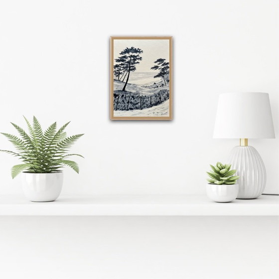 Image 1 of Tusche auf Papier, 30x21cm. Gerahmt.